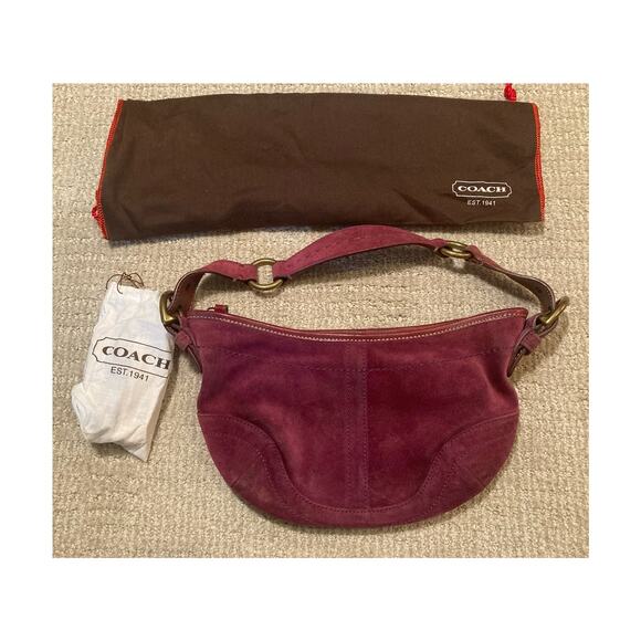 COACH Soho 9658 Hobo Bag Purple Suede Baguette Handbag Y2K Auth! Orig Owner! - Picture 5 of 12